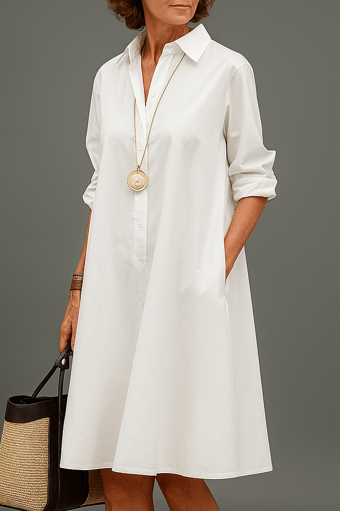 Seraphina | Elegantes unifarbenes Langarmkleid