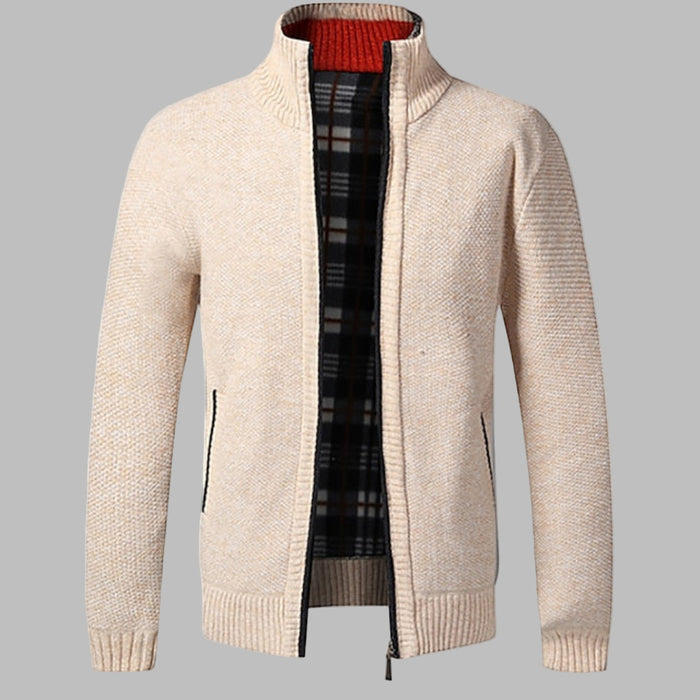 Cárdigan de hombre con cremallera y cuello alto