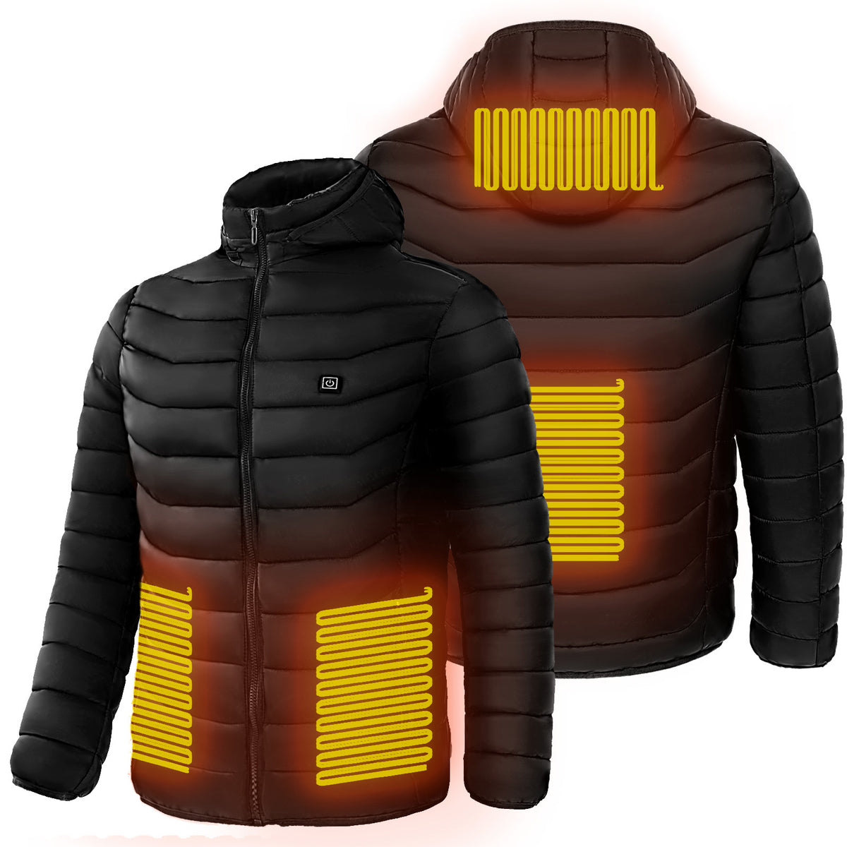 Men's Heated Puffer Jacket With 9 Heat Zones And Hood