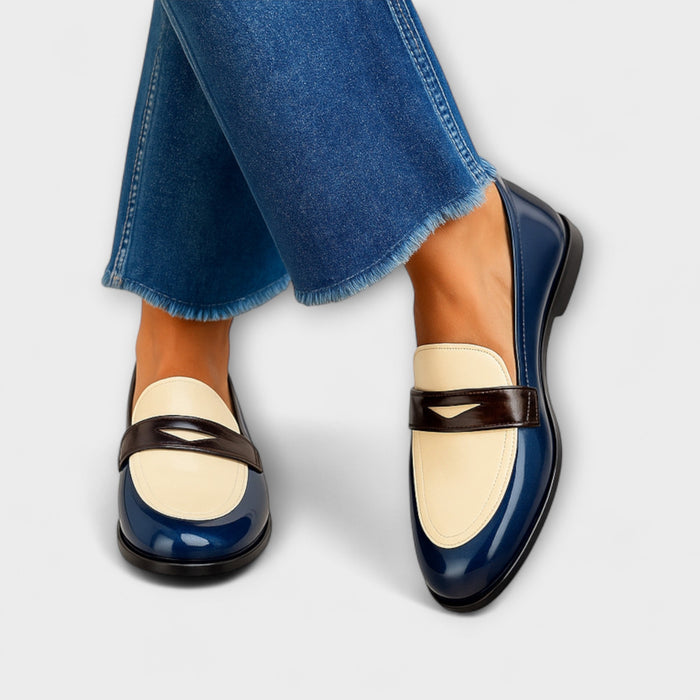 Claudine | Mocassins élégants bicolores contrastés