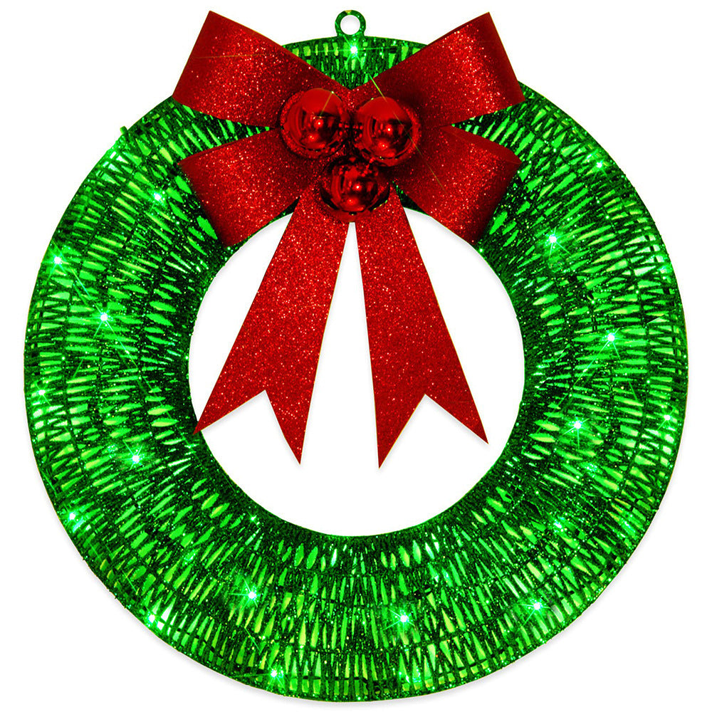 50cm Christmas Garland with Warm LED Lights and Big Bow