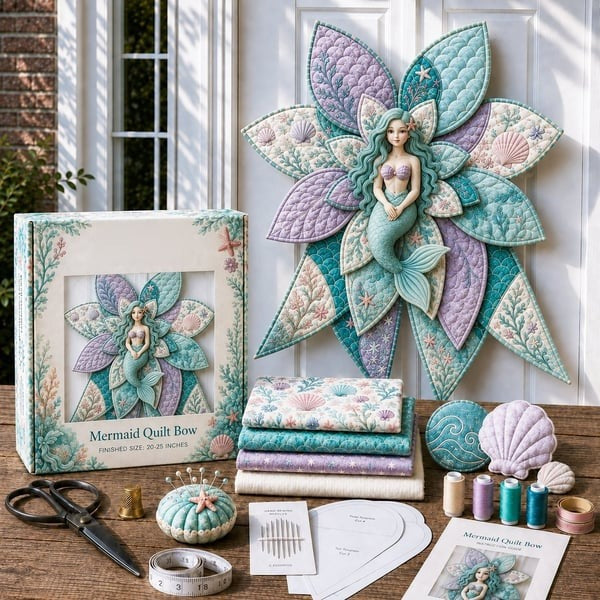 DIY Oversized Quilted Bow Sewing Kit, Fabric Craft Set