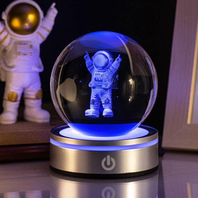 3D Inner Carving Crystal Ball Night Light With Gradient Glow