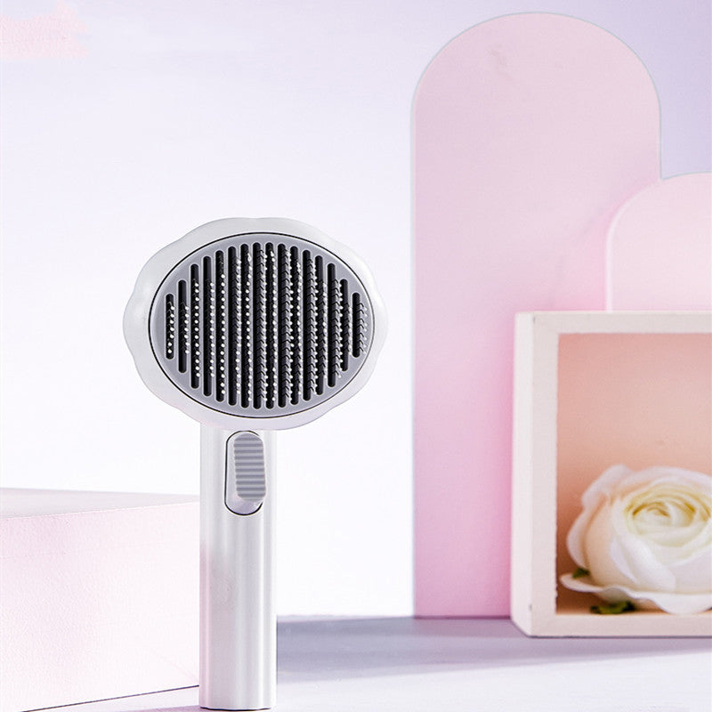 Self-Cleaning Steel Wire Cat Brush for Grooming, Hand-Held Comb