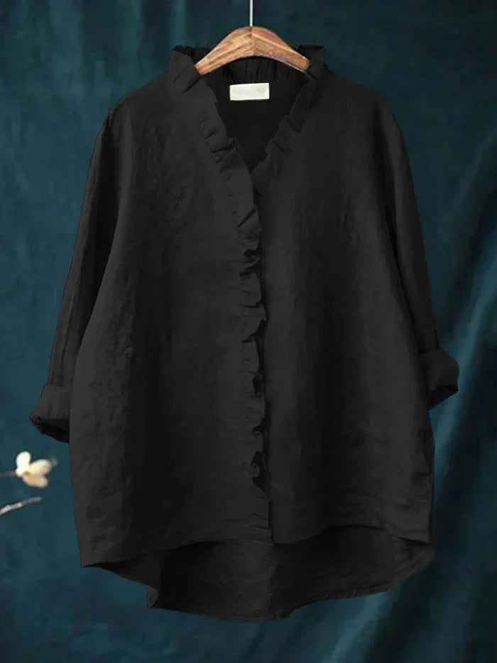 Felicia | Blusa Casual com Folhos e Decote em V