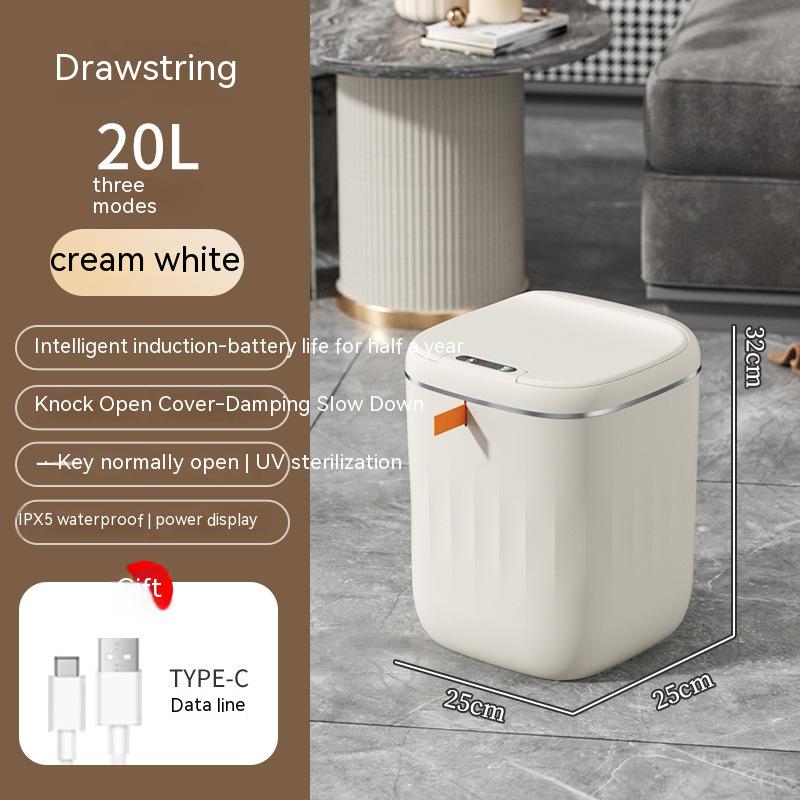 Smart Sensor Trash Can With Lid For Kitchen And Bedroom