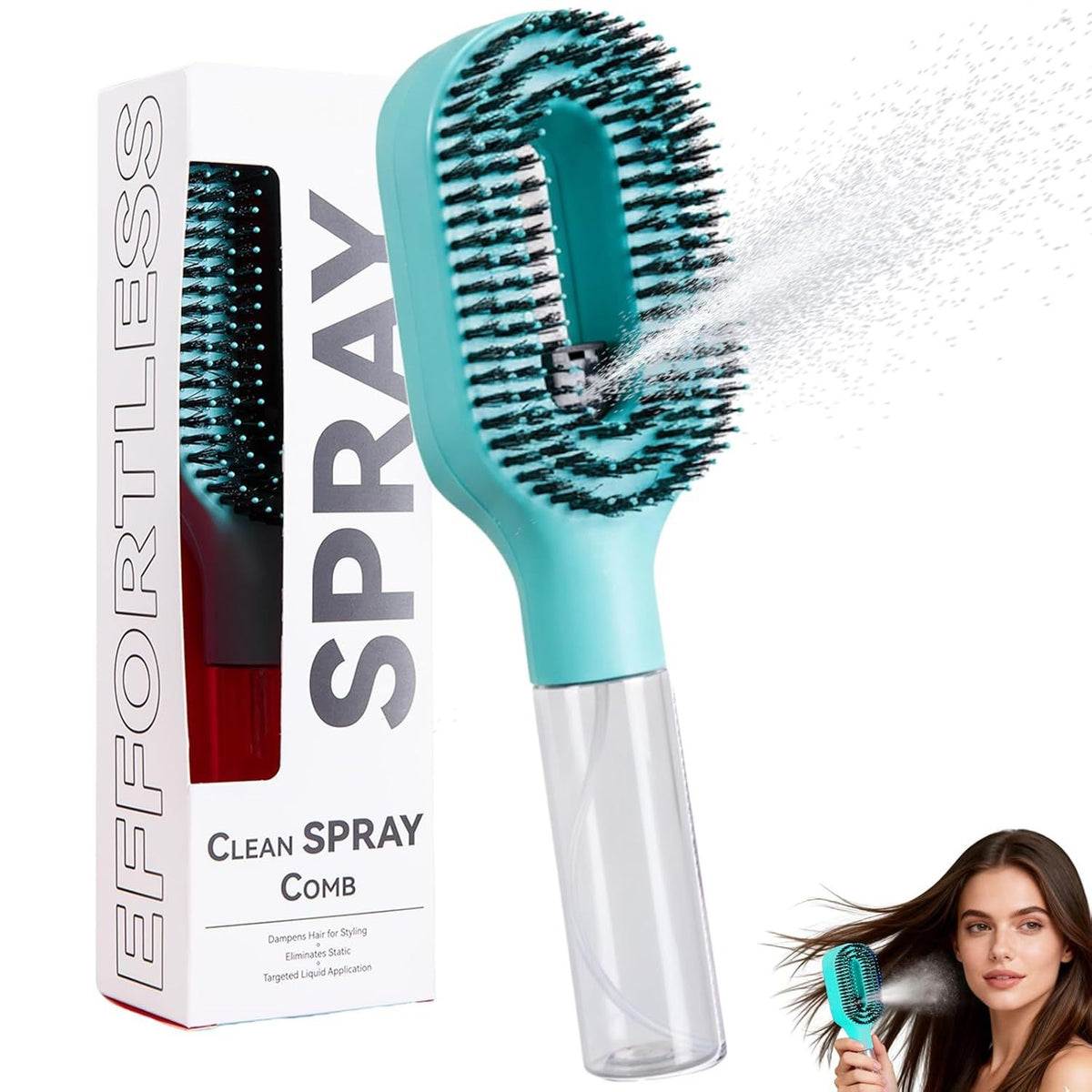 2-in-1 Detangling Hairbrush with Mist Spray Bottle