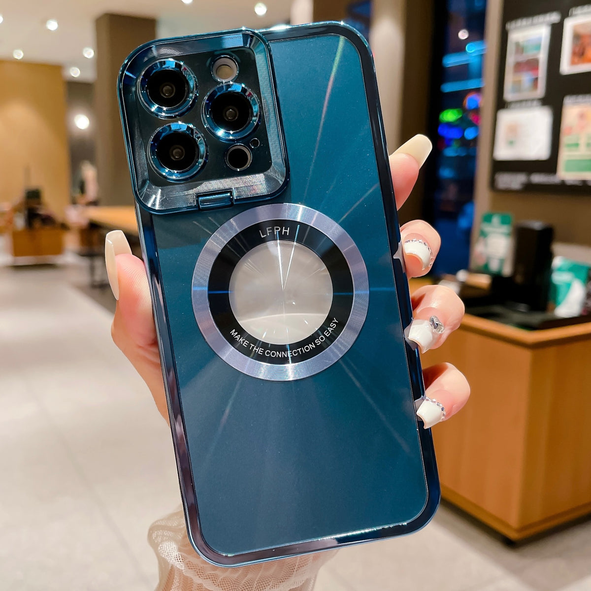Electroplated Magnetic Phone Case With Hidden Camera Stand