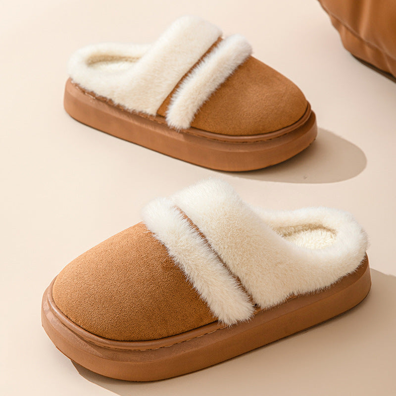 Women's Plush Winter Slippers with Thick Non-Slip Sole