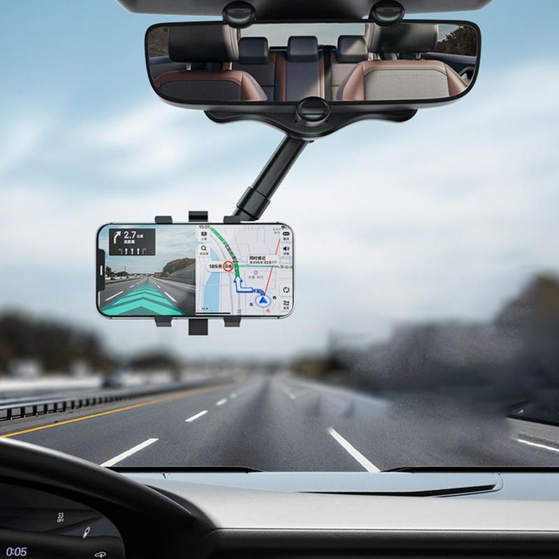 Rearview Mirror Phone Holder With 360 Rotation For Cars