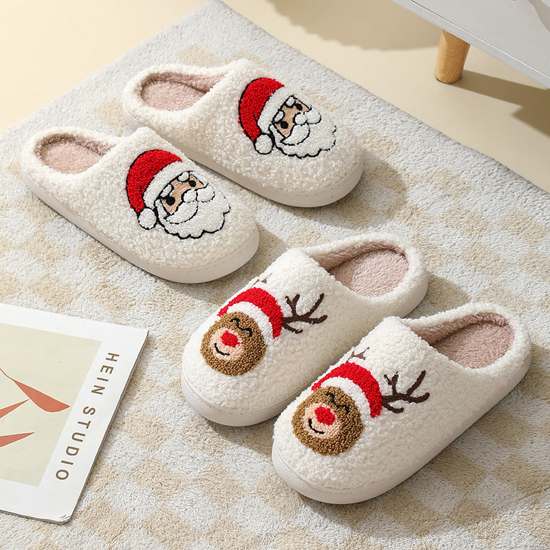 Cartoon Christmas Cotton Slippers for Women and Men