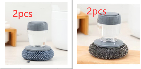 Kitchen Soap Dispensing Palm Brush, Push-Type Dish Scrubber