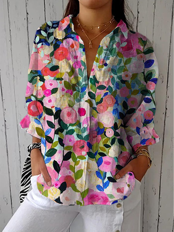 Louise | Blouse en toile florale élégante