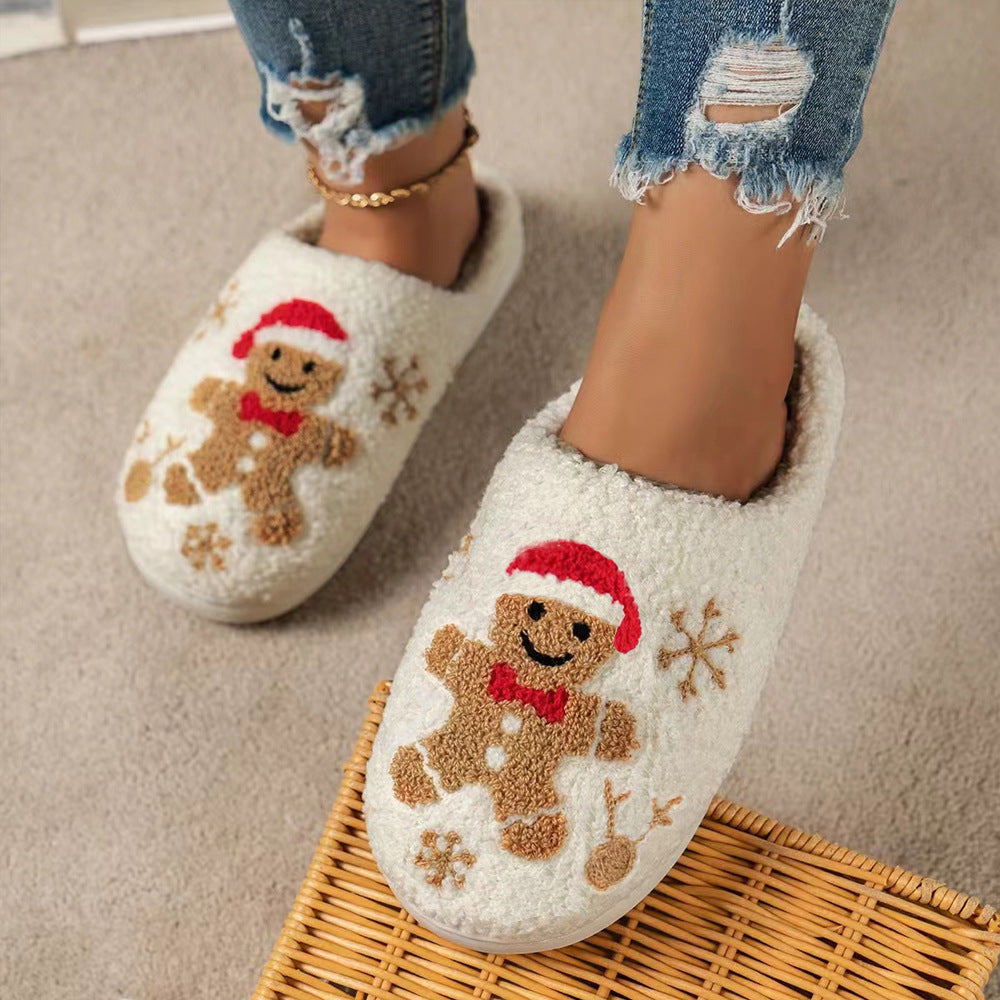 Christmas Gingerbread Slippers with Non-Slip Sole for Women
