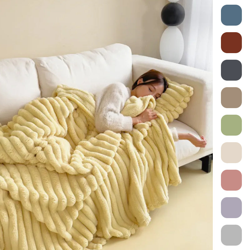 Soft Faux Rabbit Fur Blanket, Thick Bubble Velvet Throw