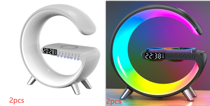Smart G-Shaped LED Lamp With Bluetooth Speaker, Wireless Charger