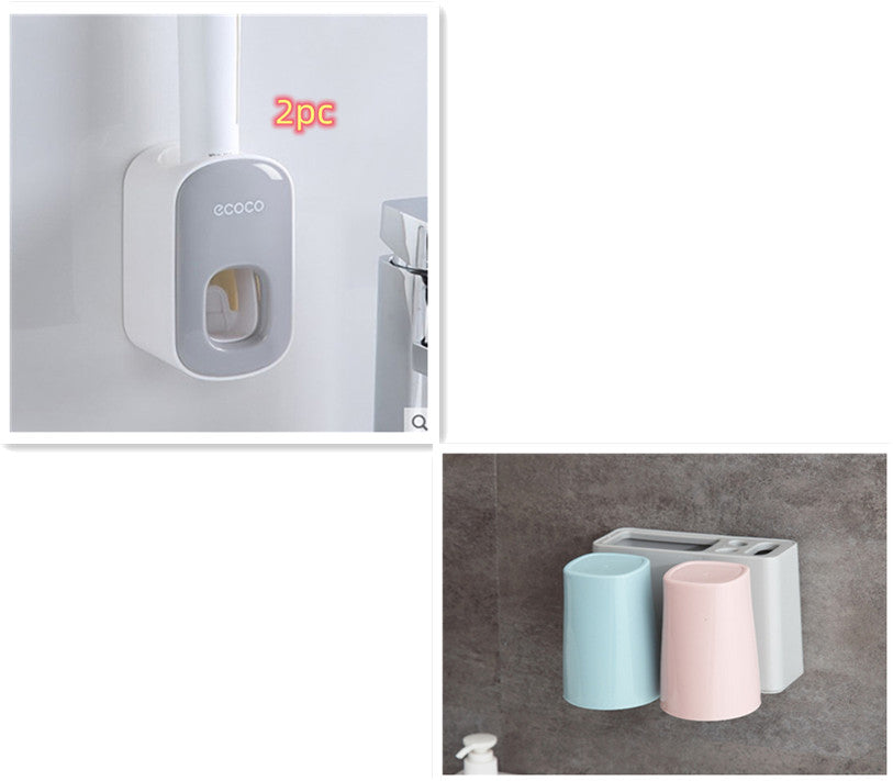 Wall Mounted Automatic Toothpaste Dispenser And Toothbrush Holder