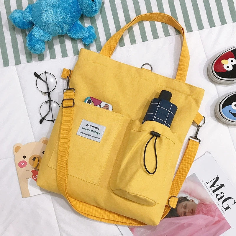 Harajuku Canvas Backpack With Pockets For Students And Women