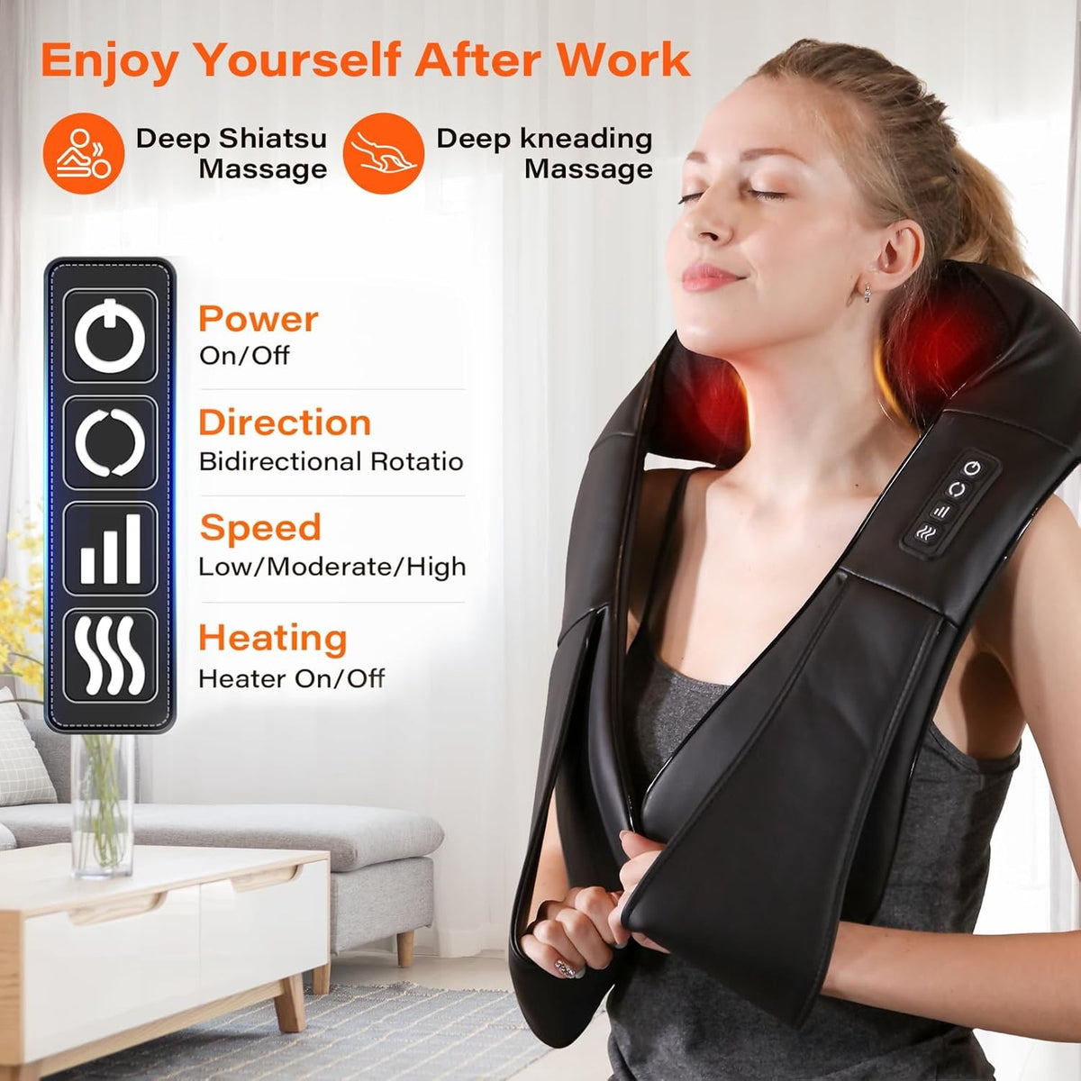 Electric Shiatsu Neck and Shoulder Massager With Heat
