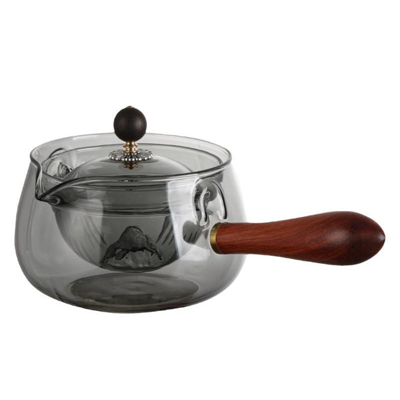 Heat-Resistant Glass Teapot With Infuser, Wooden Handle