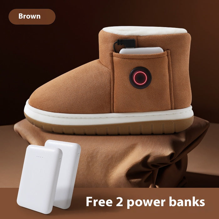 Chaussons chauffants électriques rechargeables, chauffe-pieds d’hiver