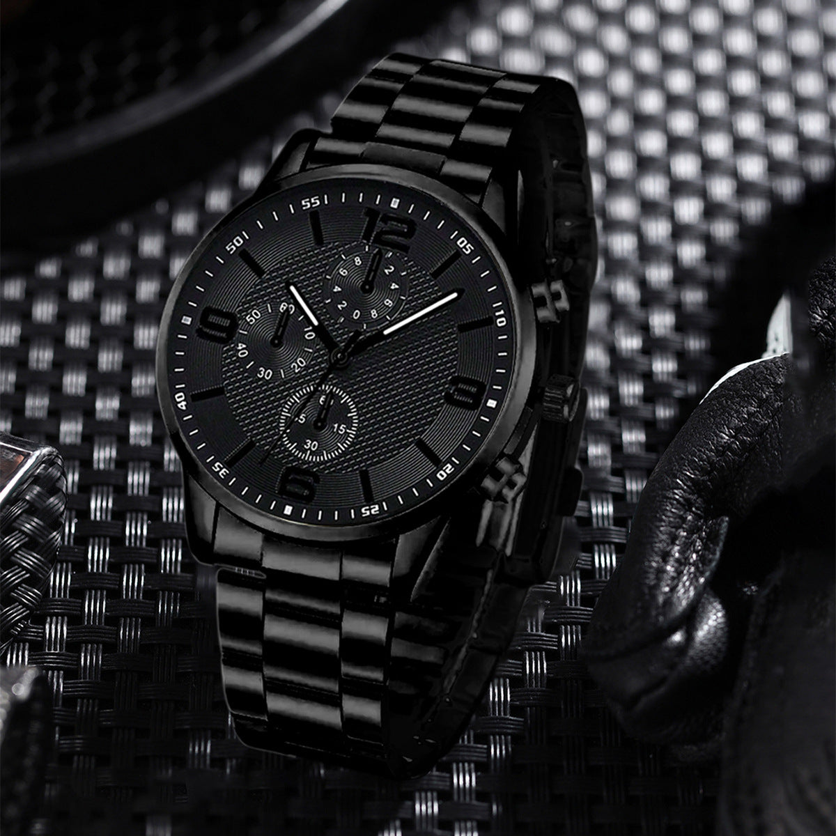 Men's Three-Eye Digital Watch with Bracelet and Necklace Set