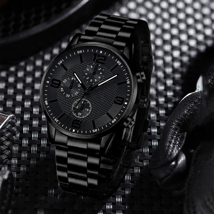 Montre numérique pour homme à trois cadrans, avec bracelet et collier