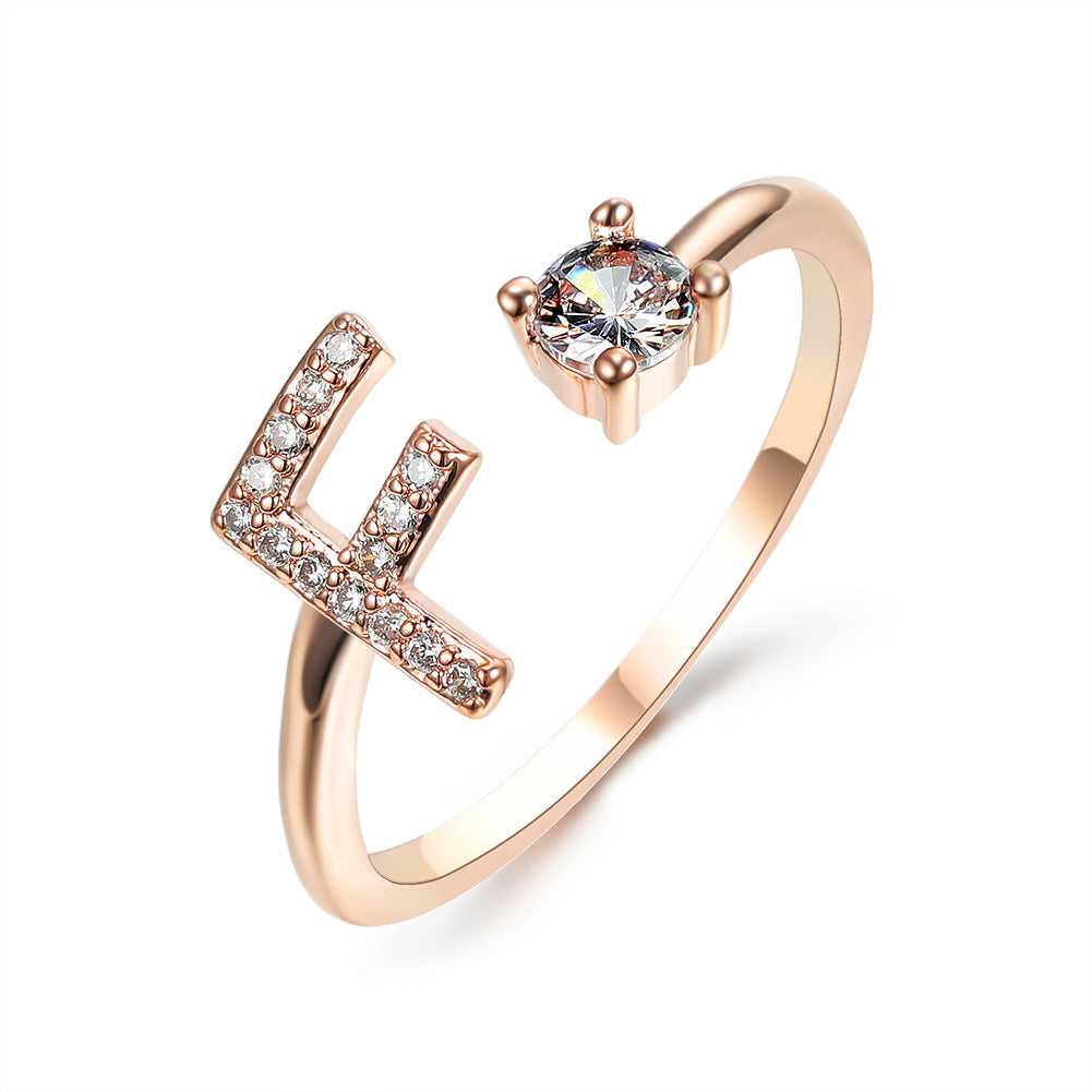 Adjustable Initial Letter Ring In Gold, Silver Or Rose Gold
