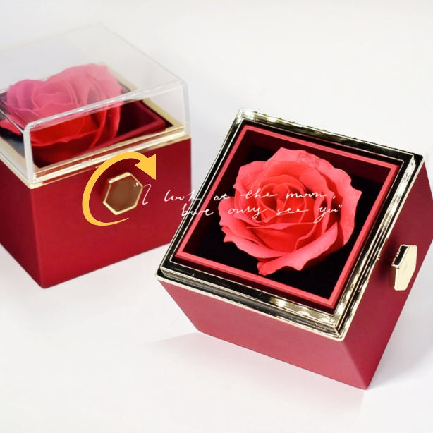 Rotating Soap Rose Gift Box, Romantic Jewellery Packaging