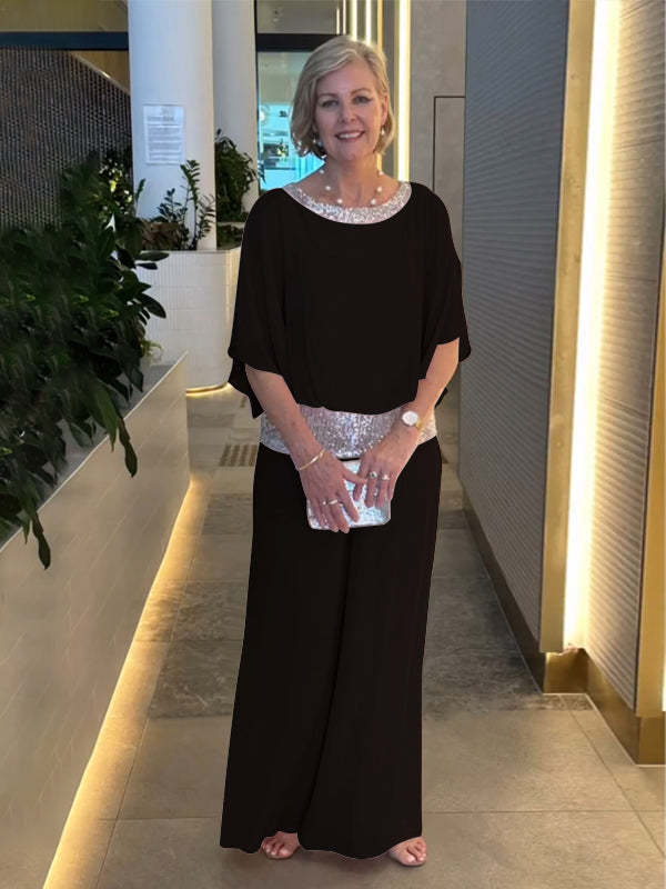 Set aus Oberteil mit weiten Ärmeln und Hose mit weitem Bein für Damen