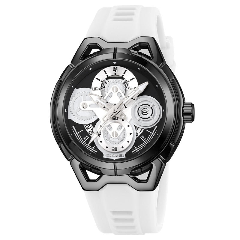 Men's Quartz Watch with Colourful Strap and Black or Silver Case