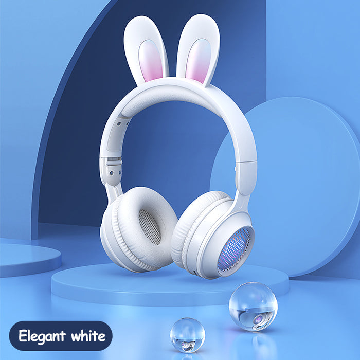 Bezprzewodowe słuchawki z uszami królika, podświetlane, Bluetooth, z wbudowanym mikrofonem