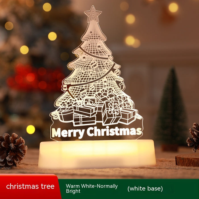 Veilleuse LED en acrylique 3D, lampe de Noël à lumière chaude