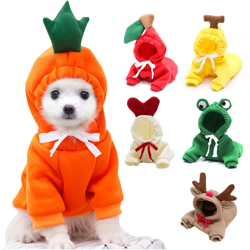 Fruit Fleece Dog Hoodie for Small Dogs, Warm Winter Pet Clothes