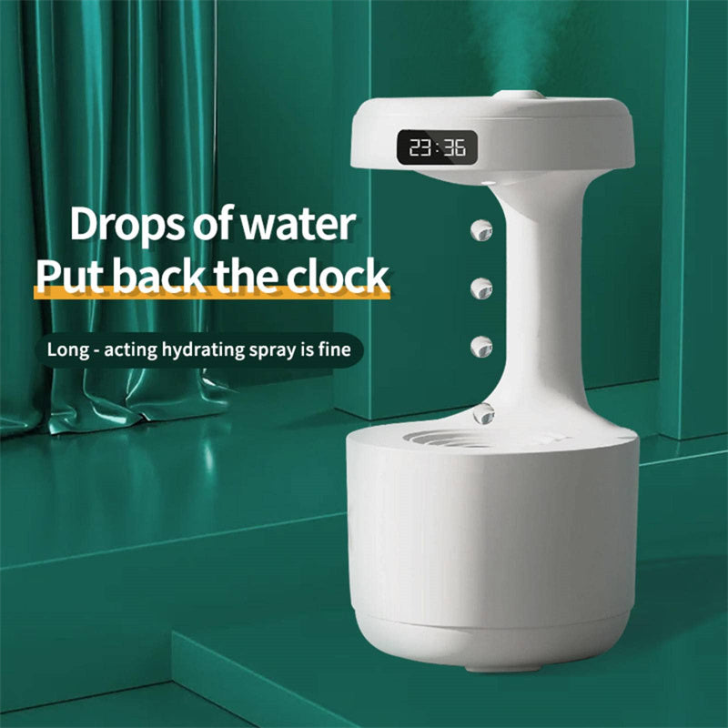 Anti-Gravity Humidifier with Clock and Water Drop Backflow