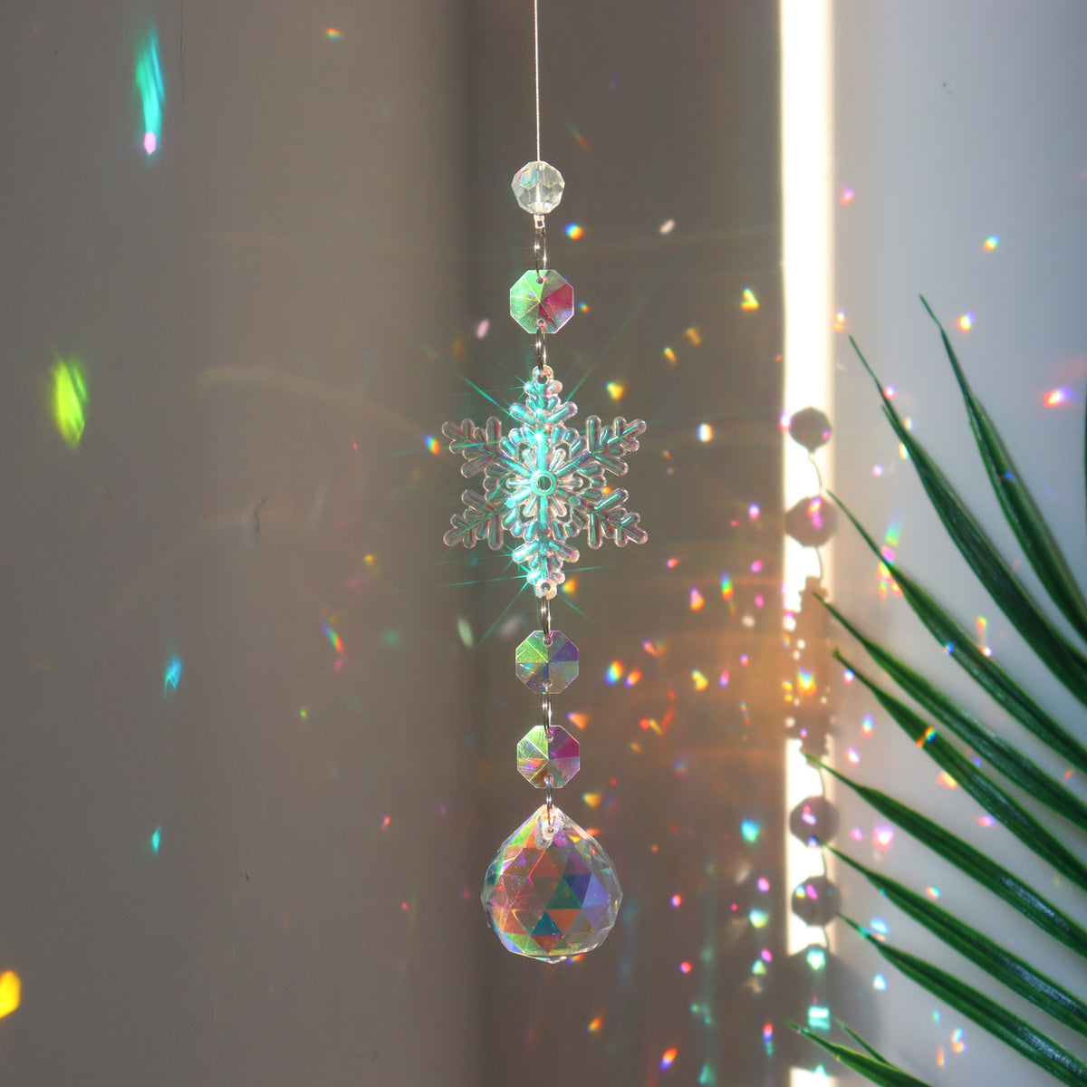 Christmas Snowflake Crystal Sun Catcher Window Ice Pendant