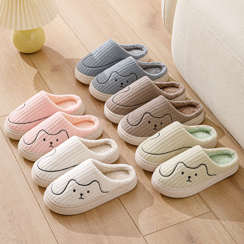 Striped Cat Slippers for Couples, Non-Slip and Warm for Winter