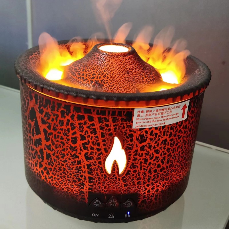 Volcano Flame Aroma Diffuser With Jellyfish Mist And Night Light