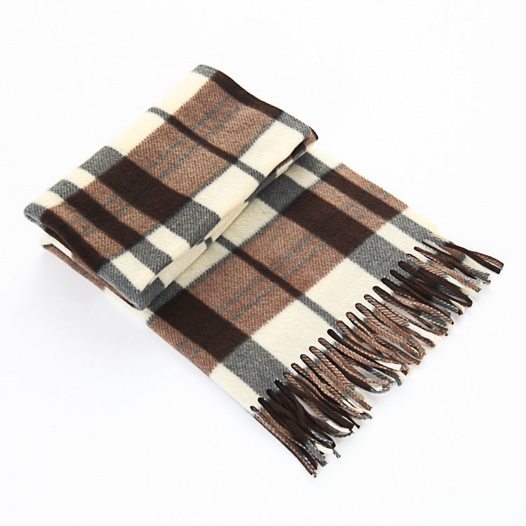 Black and White Plaid Thick Scarf, Warm Double-Sided Velvet