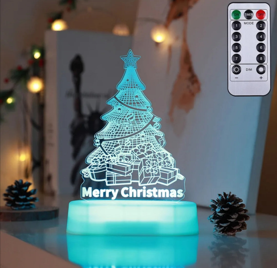 3D Acrylic LED Night Light Christmas Lamp with Warm Glow