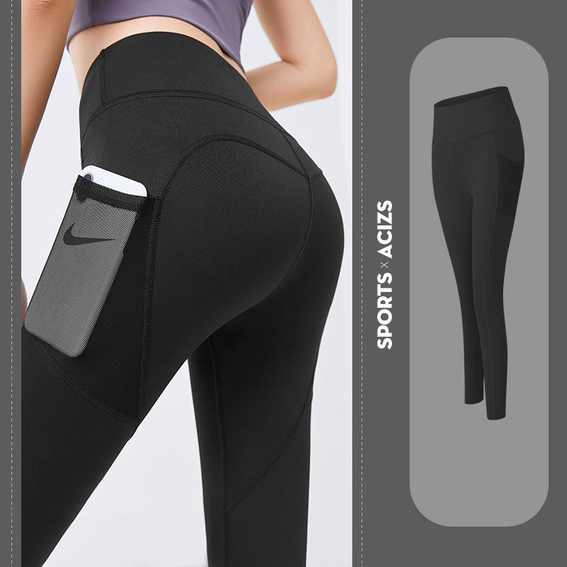 Women's High-Waist Yoga Leggings with Pocket and Tummy Control