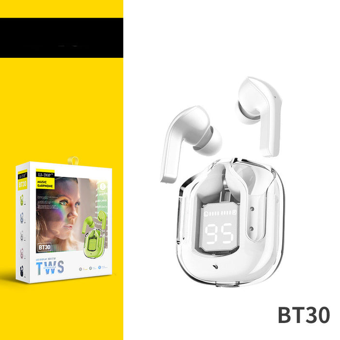 Mini Transparent Wireless Earbuds With LED Power Display