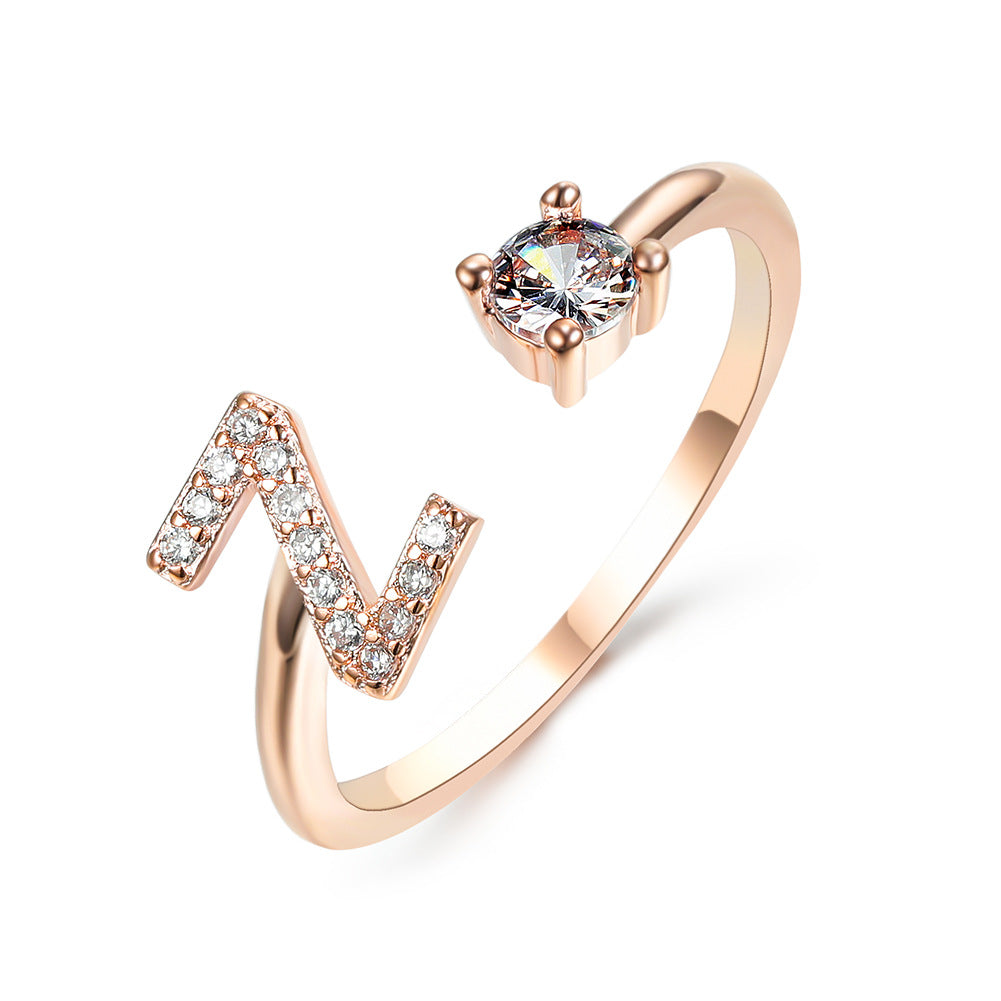 Adjustable Initial Letter Ring In Gold, Silver Or Rose Gold