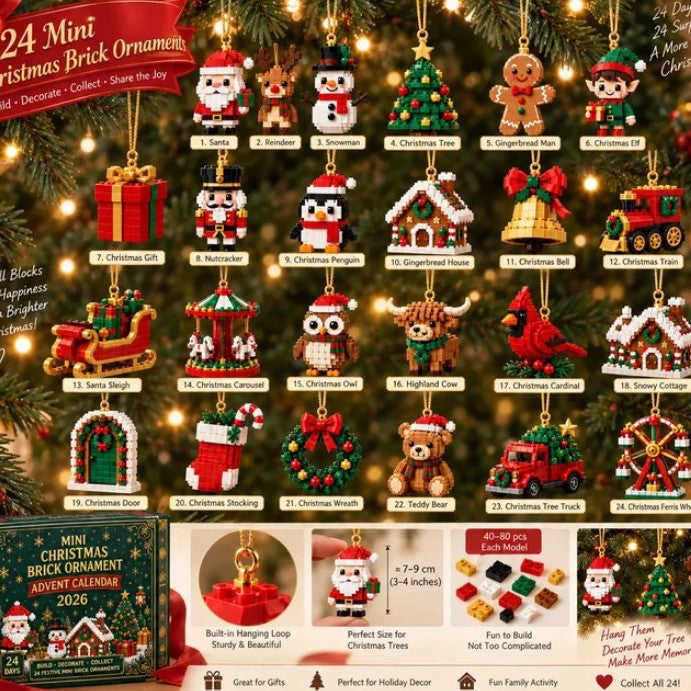 24 Day Mini Brick Advent Calendar Ornament for Christmas