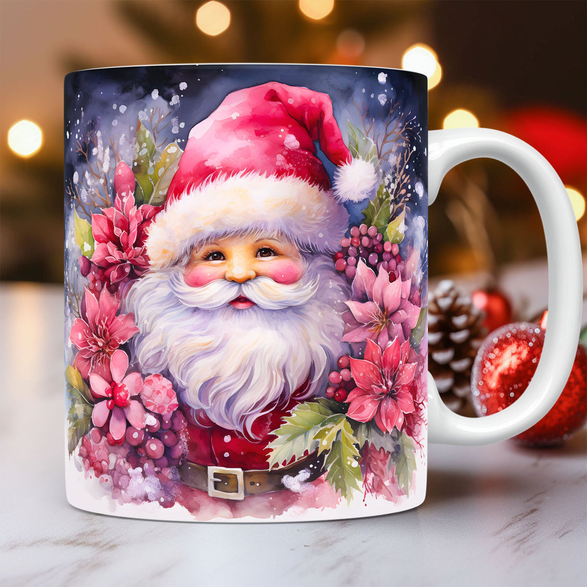 3D Christmas Ceramic Mug with Santa Snowman Space Design