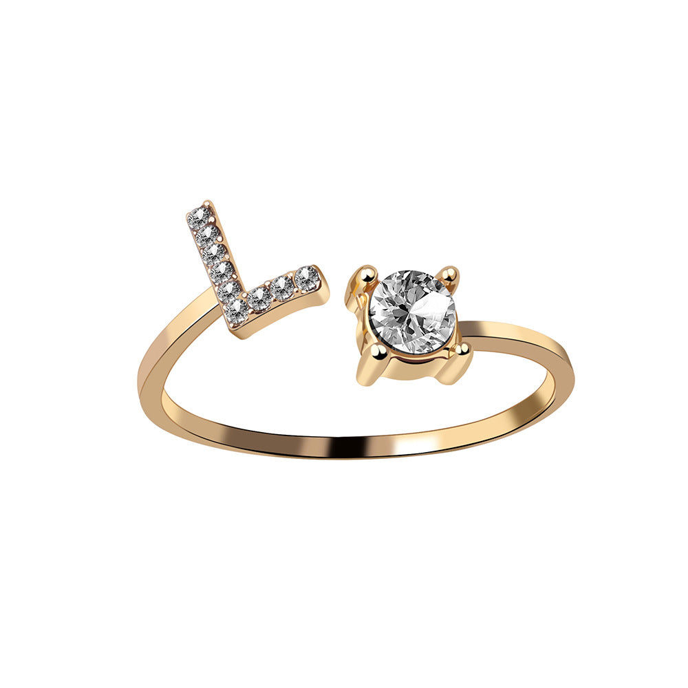Adjustable Initial Letter Ring In Gold, Silver Or Rose Gold