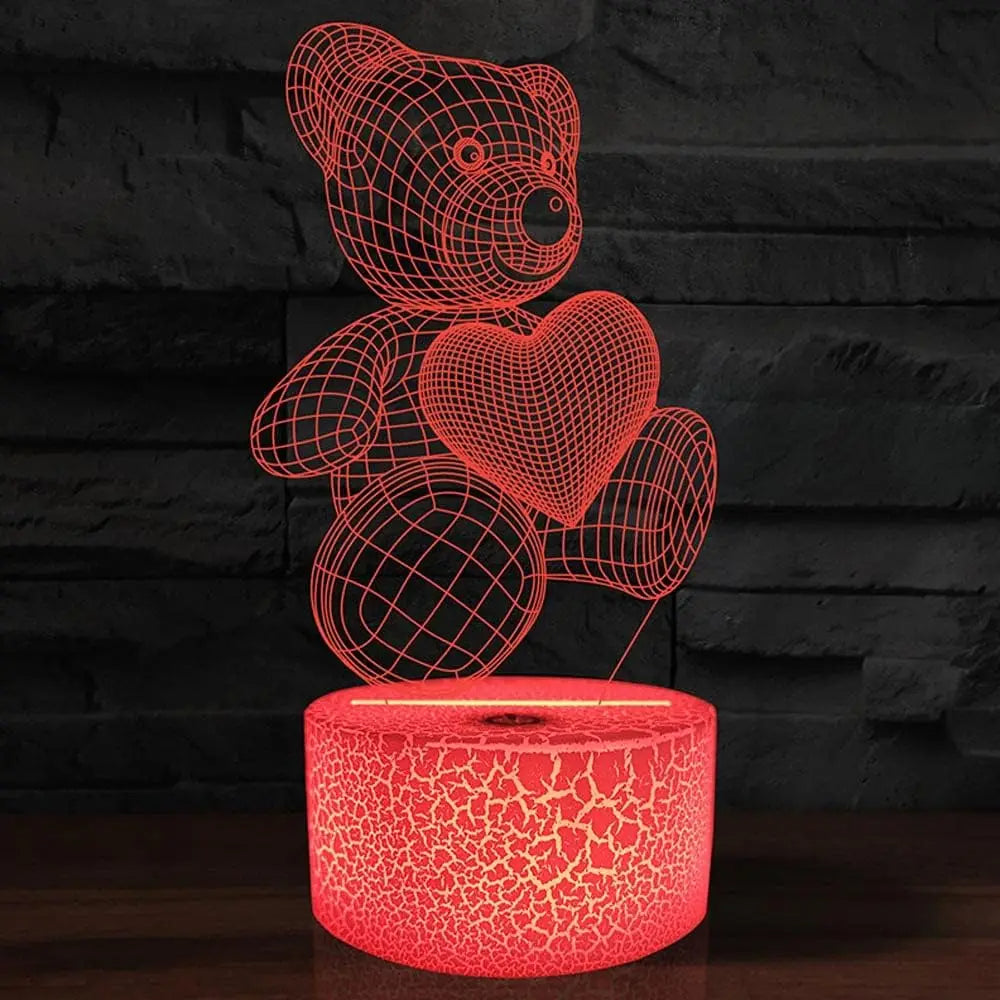 3D Acrylic USB LED Night Light with Touch or Remote Colours