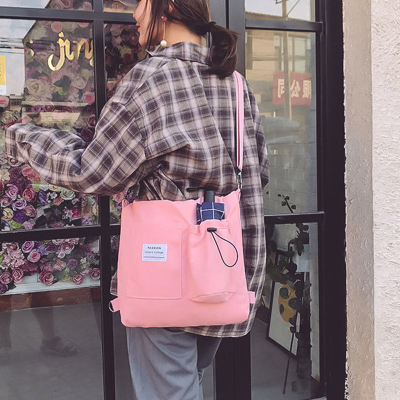 Harajuku Canvas Backpack With Pockets For Students And Women