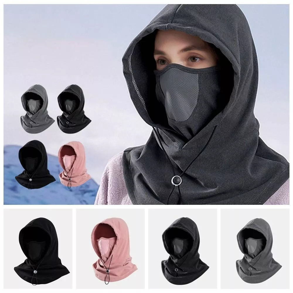 Winter Thermal Fleece Neck Warmer Hood, Windproof Riding Hat