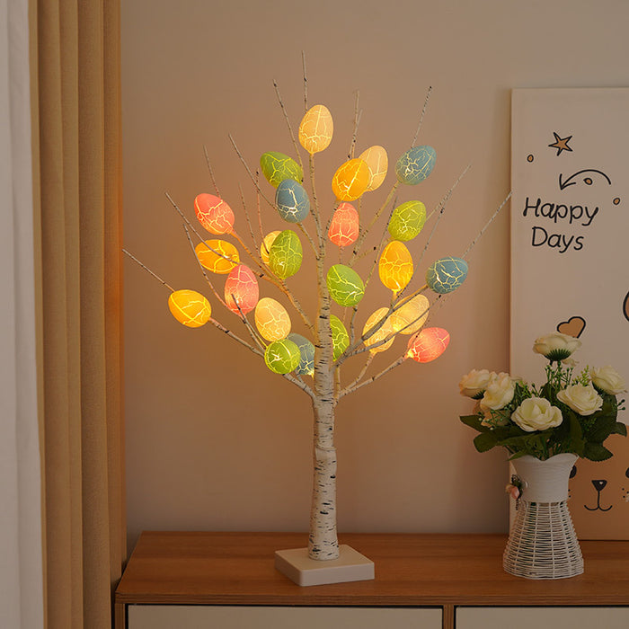 Árbol de abedul de 60cm con huevos de Pascua y luces LED para decoración primaveral